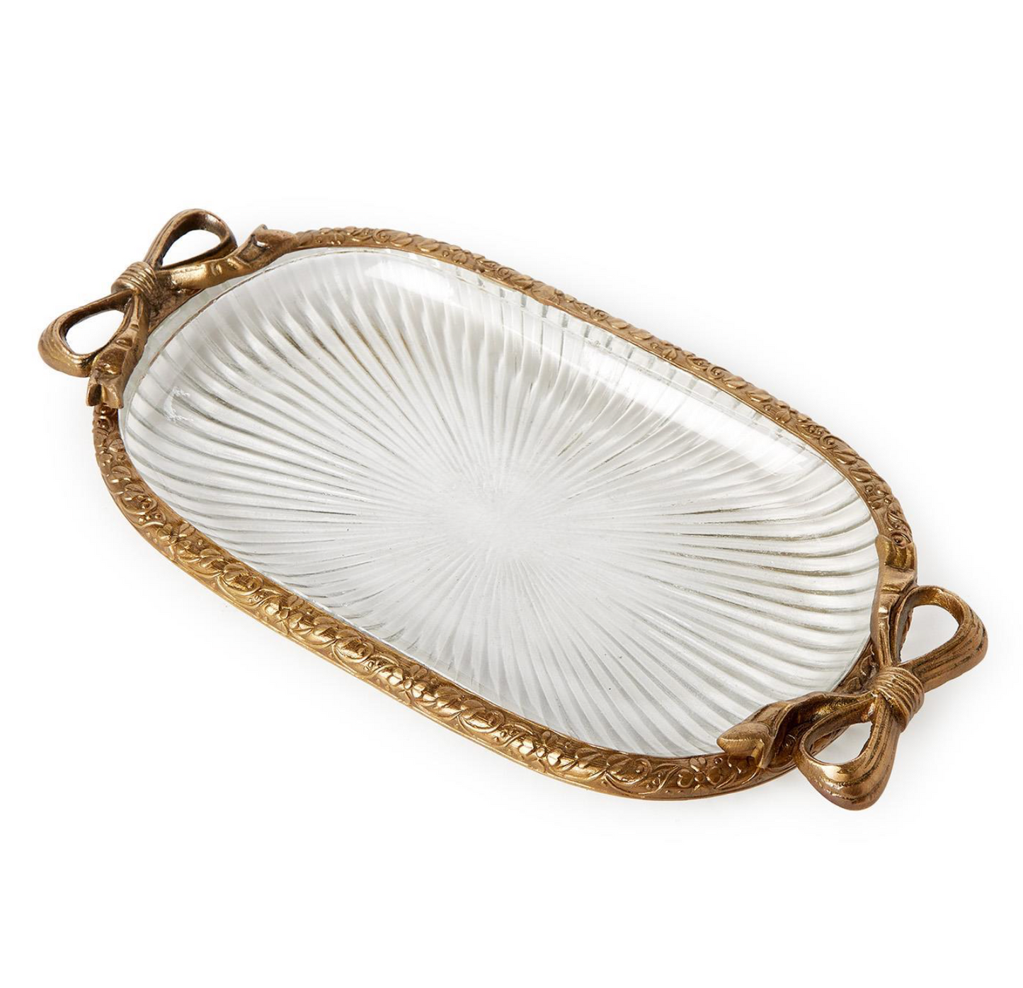 Glass Tray with Bow Accent