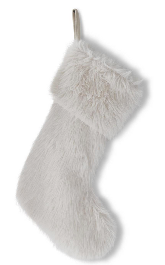 White Vegan Fur Stocking, 22"