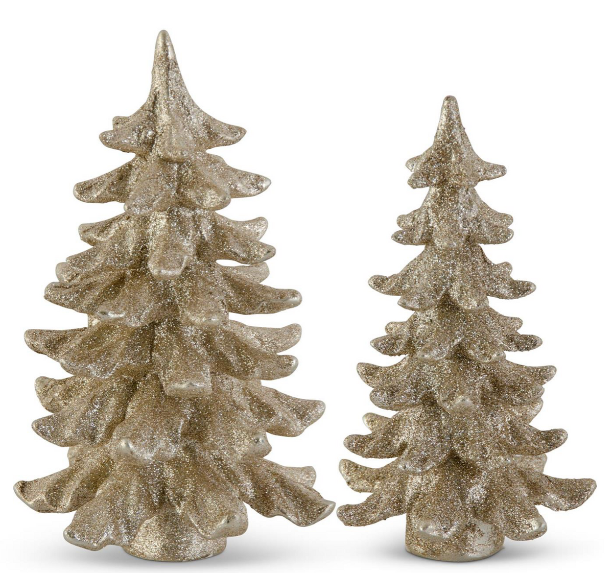 Resin Gold Glittered Trees, S/2