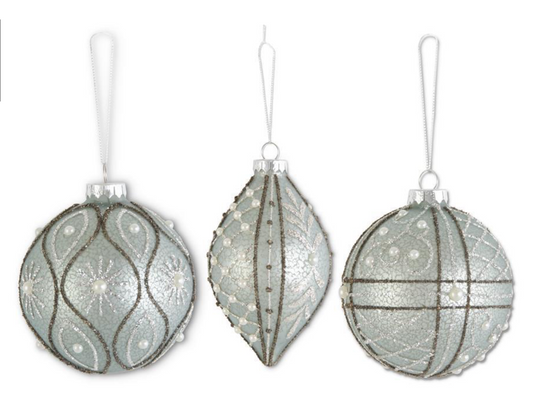 Glittered Light Blue Mercury Ornament
