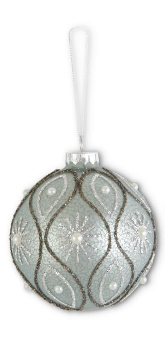 Glittered Light Blue Mercury Ornament
