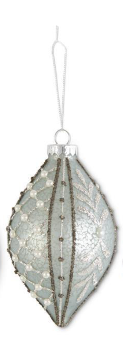 Glittered Light Blue Mercury Ornament