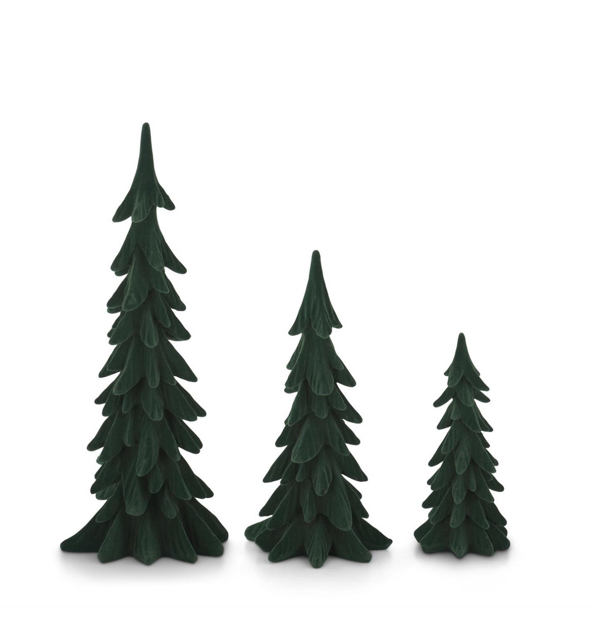 Dark Green Velvet Christmas Trees, S/3