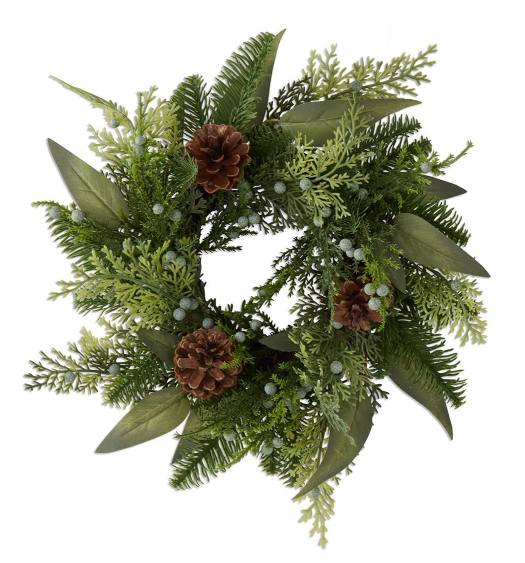 Mixed Pine Cone Candle Ring w/Eucalyptus & Pinecones