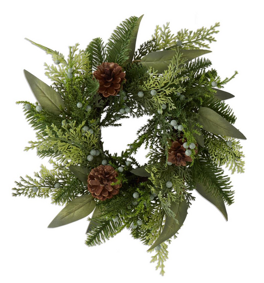 Mixed Pine Cone Candle Ring w/Eucalyptus & Pinecones