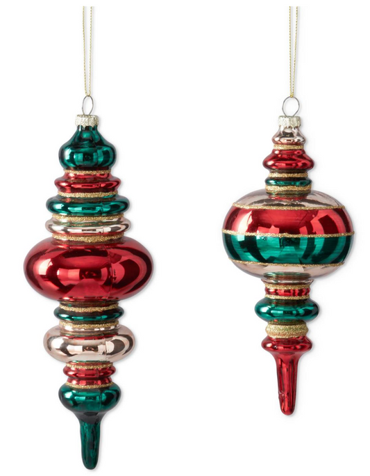 Red, Gold & Green Glass Finial