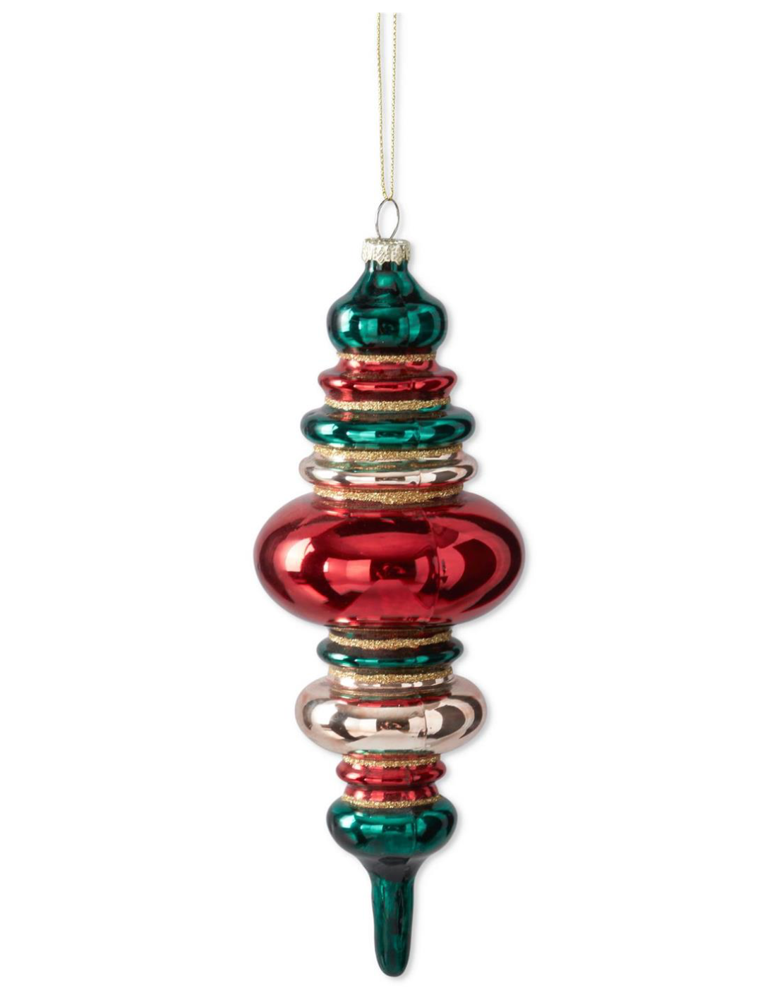 Red, Gold & Green Glass Finial