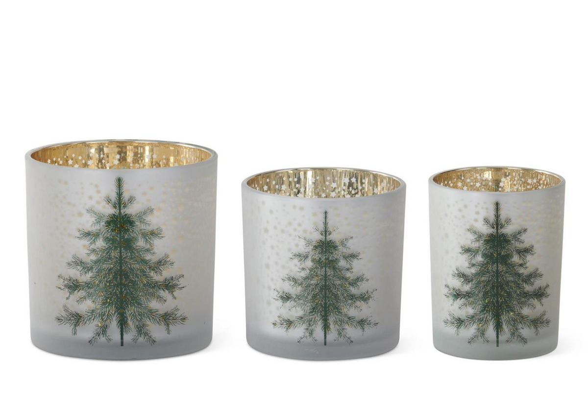 Frosted White Glass Christmas Tree Container