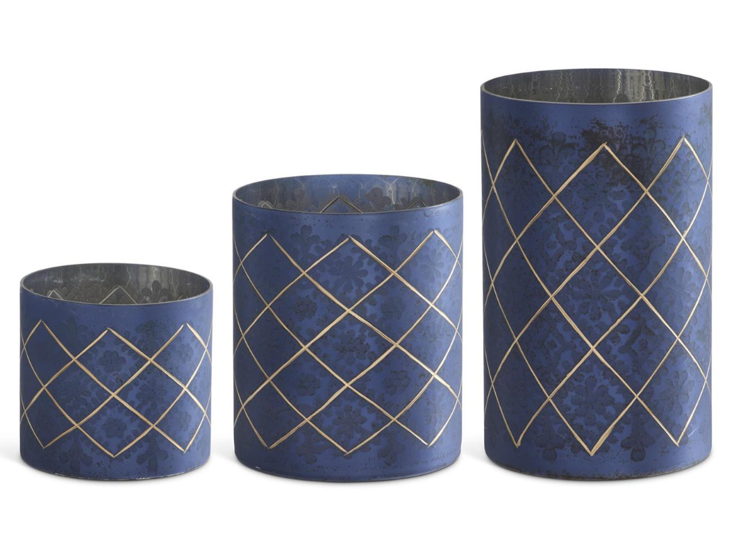 Blue w/ Gold Etched Glass Containers