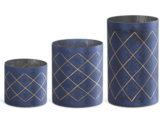 Blue w/ Gold Etched Glass Containers
