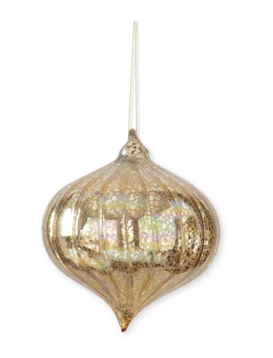 Gold Ribbed Mercury Glass Onion Ornament