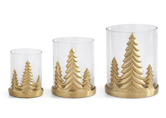 Gold Metal Christmas Tree Hurricane