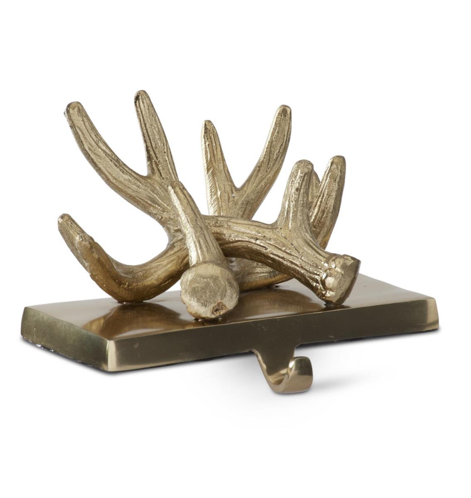 Gold Metal Antler Stocking Holder