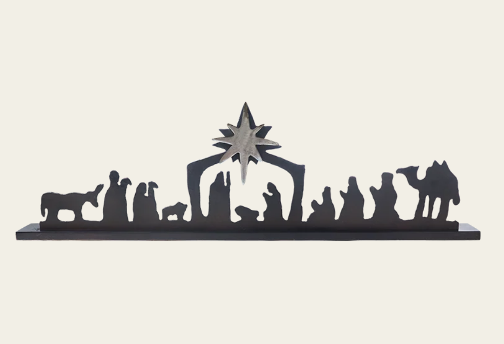 La Luz Del Rey Nativity Rail w/ 8 Candles on Wood Base