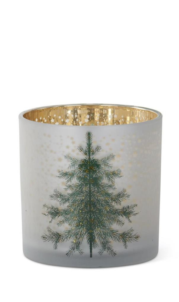 Frosted White Glass Christmas Tree Container