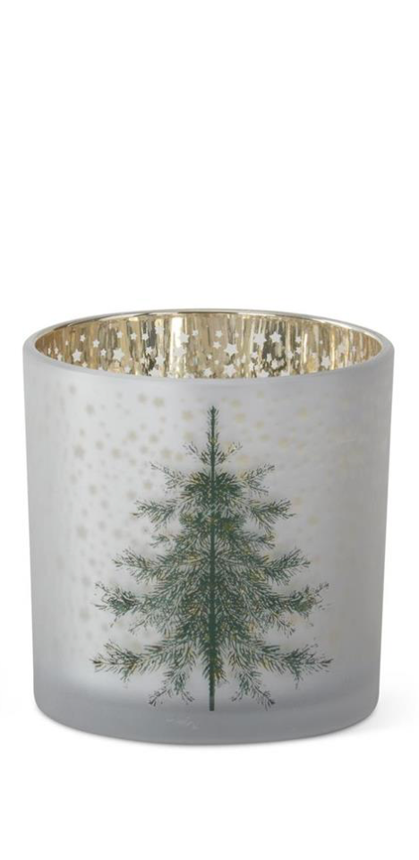 Frosted White Glass Christmas Tree Container