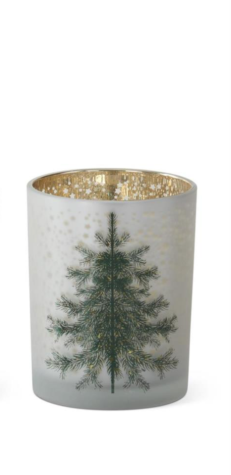 Frosted White Glass Christmas Tree Container