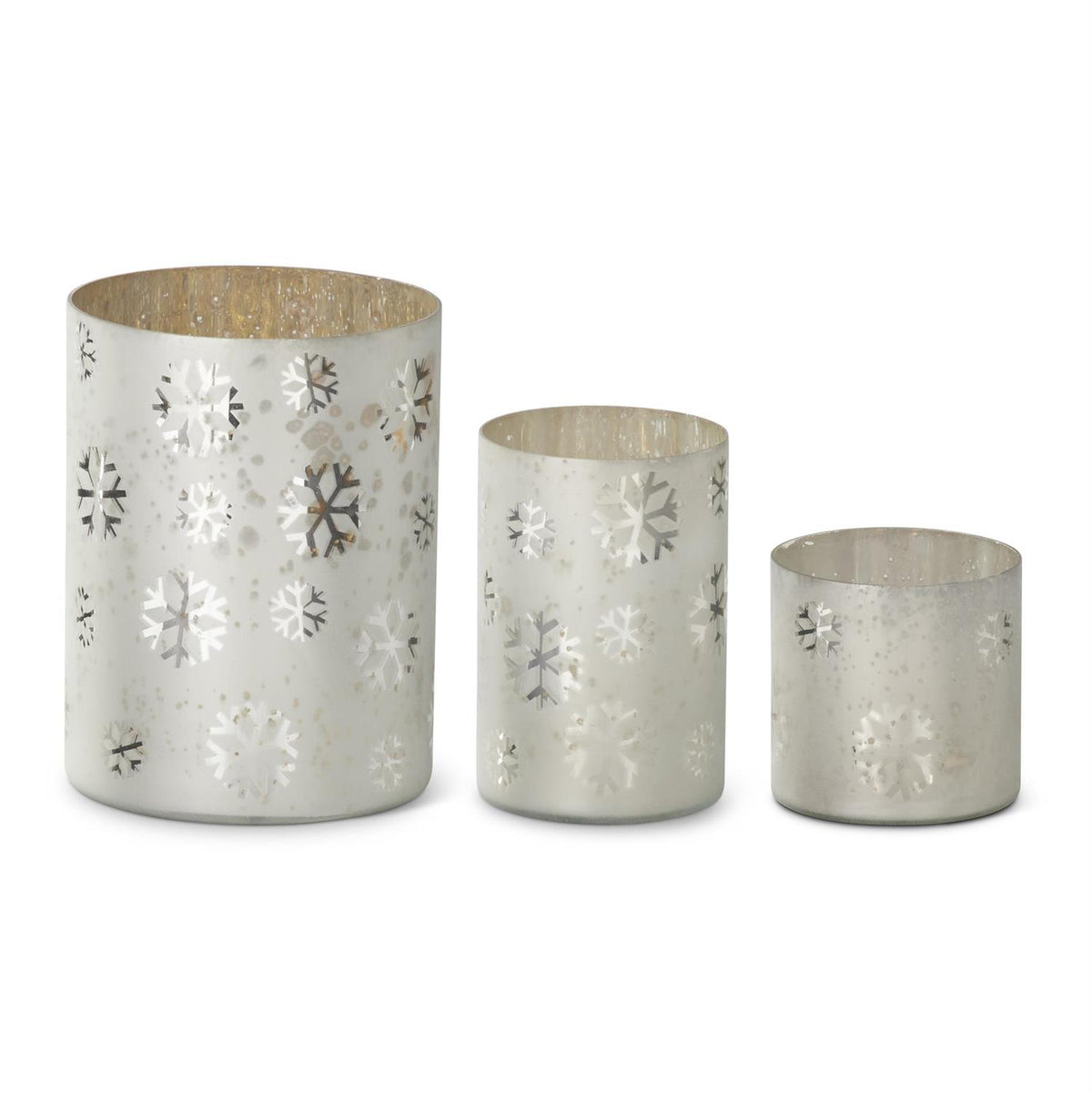 White Mercury Glass Snowflake Candleholder
