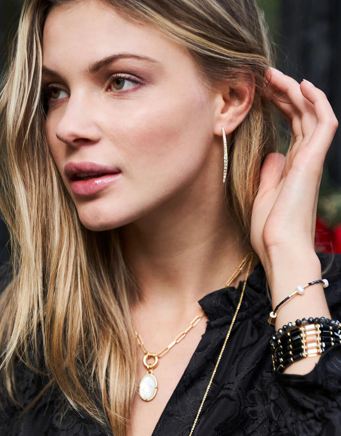 Sparkle Arc Hoop Earrings