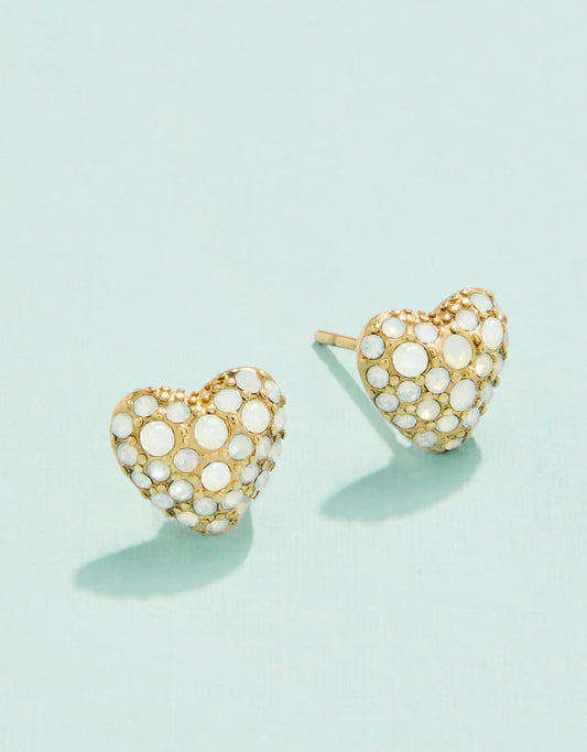 Sparkling Heart Stud Earrings
