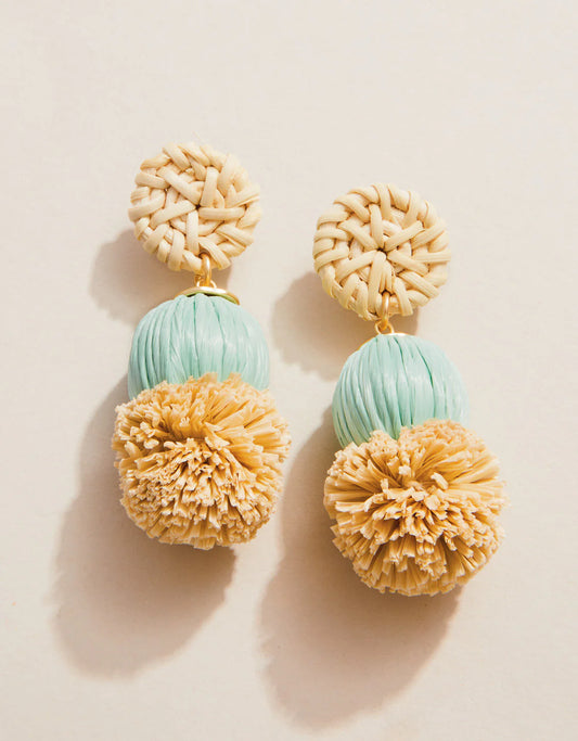 Straw Pom Earring Collection