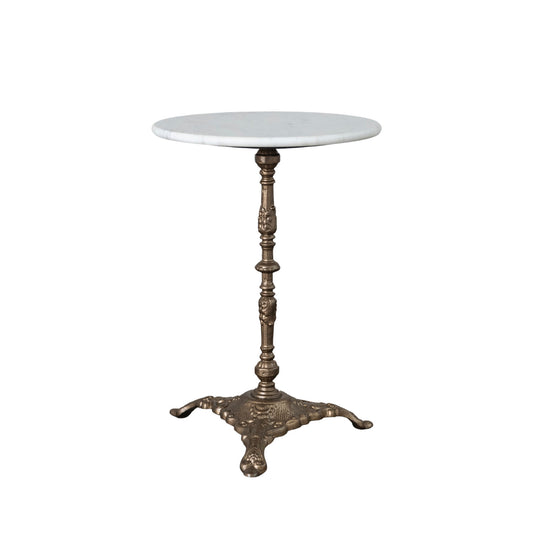 Marble Round Table with Cast Iron Base