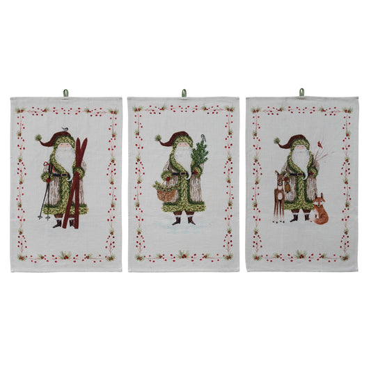 Cotton Tea Towel with Santa Series