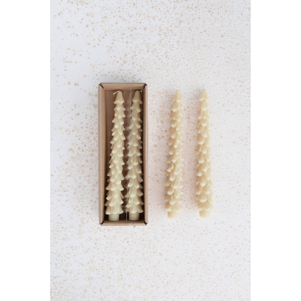Unscented Tree Shaped Taper Candles, 10", S/2