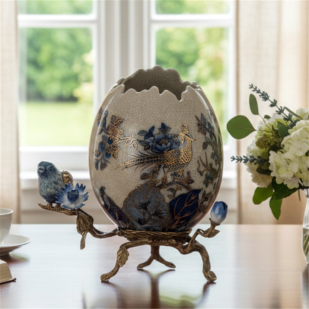 Porcelain Cache Pot Bronze Ormolu - Golden Pheasant