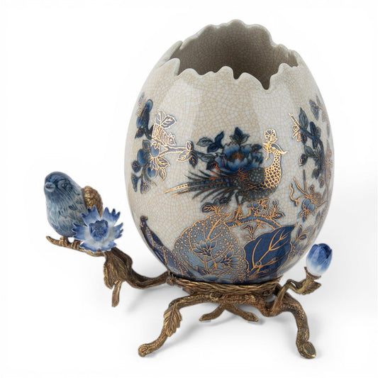 Porcelain Cache Pot Bronze Ormolu - Golden Pheasant