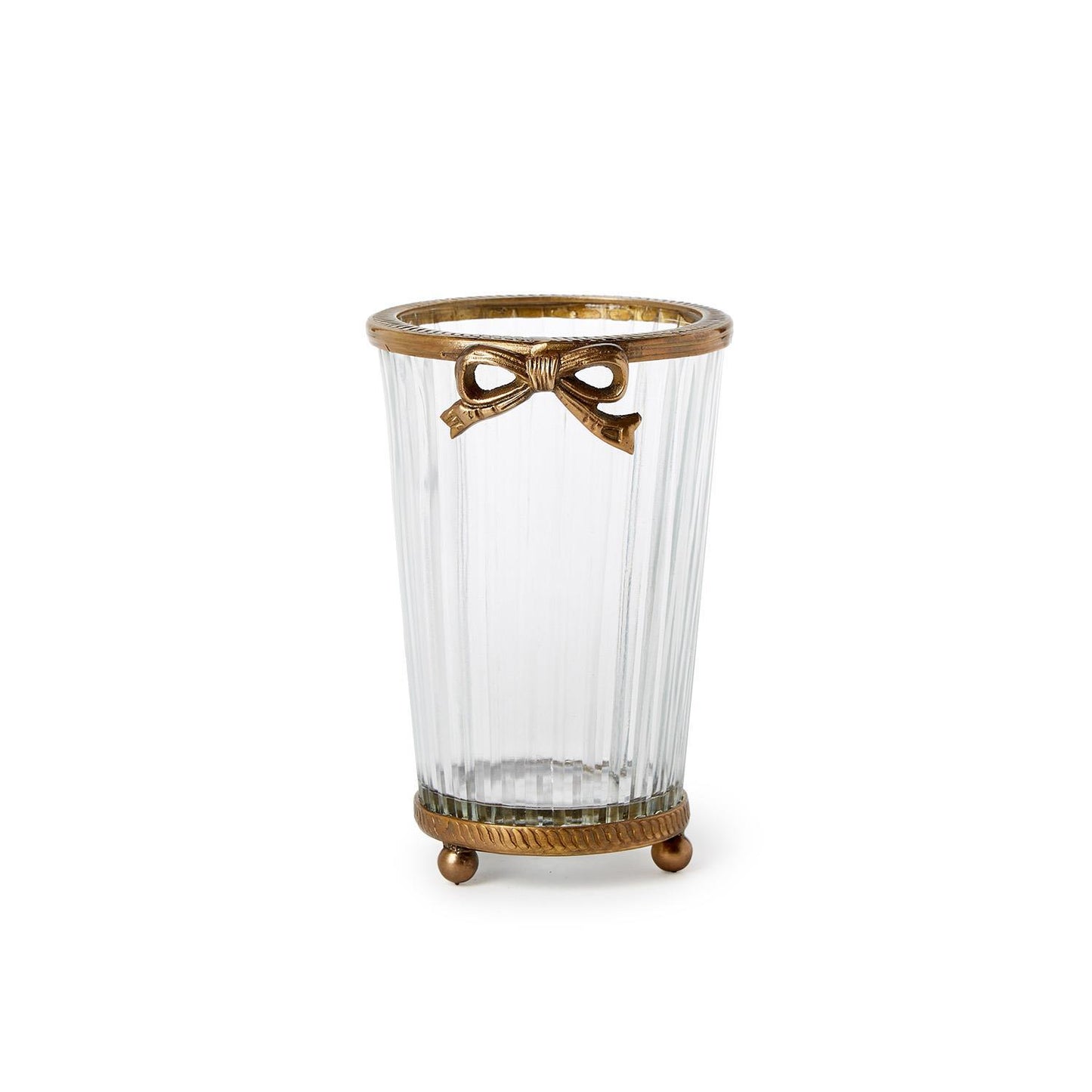 Antique Gold Finish Vase with Bow Accent