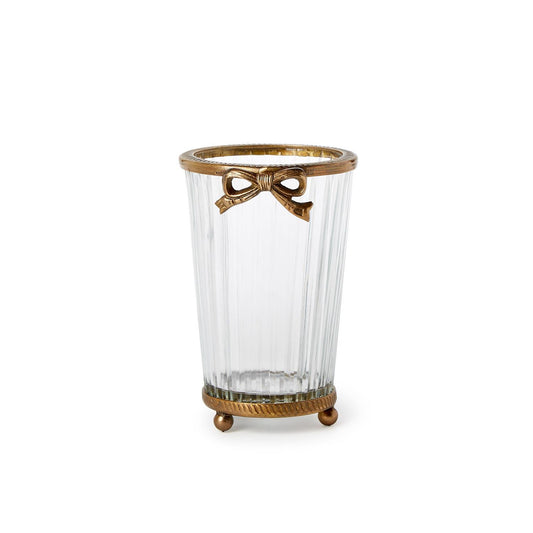 Antique Gold Finish Vase with Bow Accent