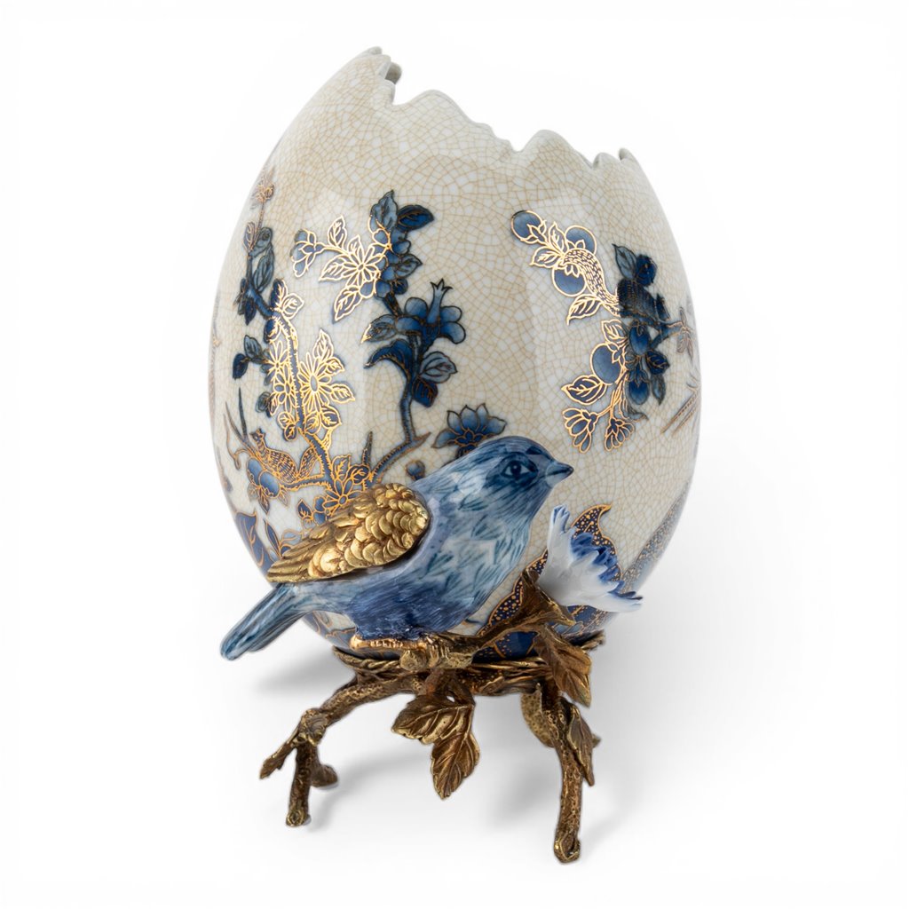 Porcelain Cache Pot Bronze Ormolu - Golden Pheasant