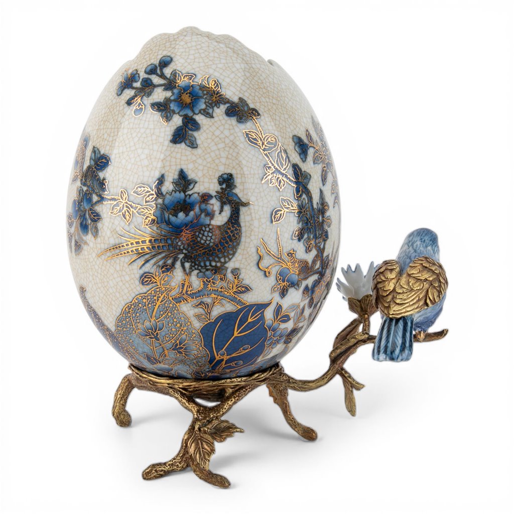 Porcelain Cache Pot Bronze Ormolu - Golden Pheasant