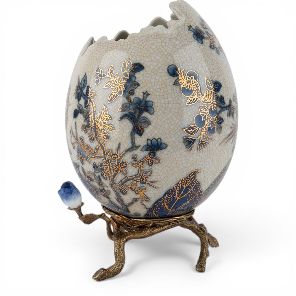 Porcelain Cache Pot Bronze Ormolu - Golden Pheasant