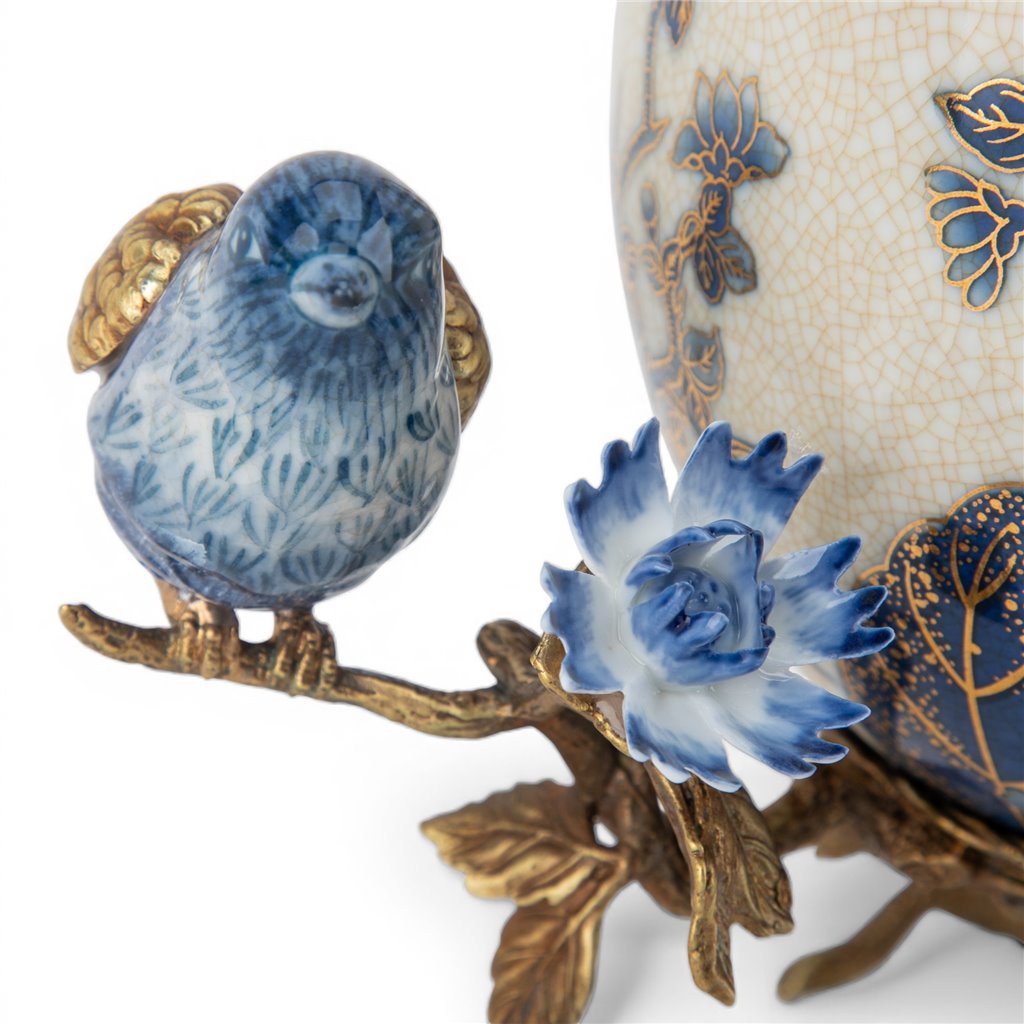 Porcelain Cache Pot Bronze Ormolu - Golden Pheasant