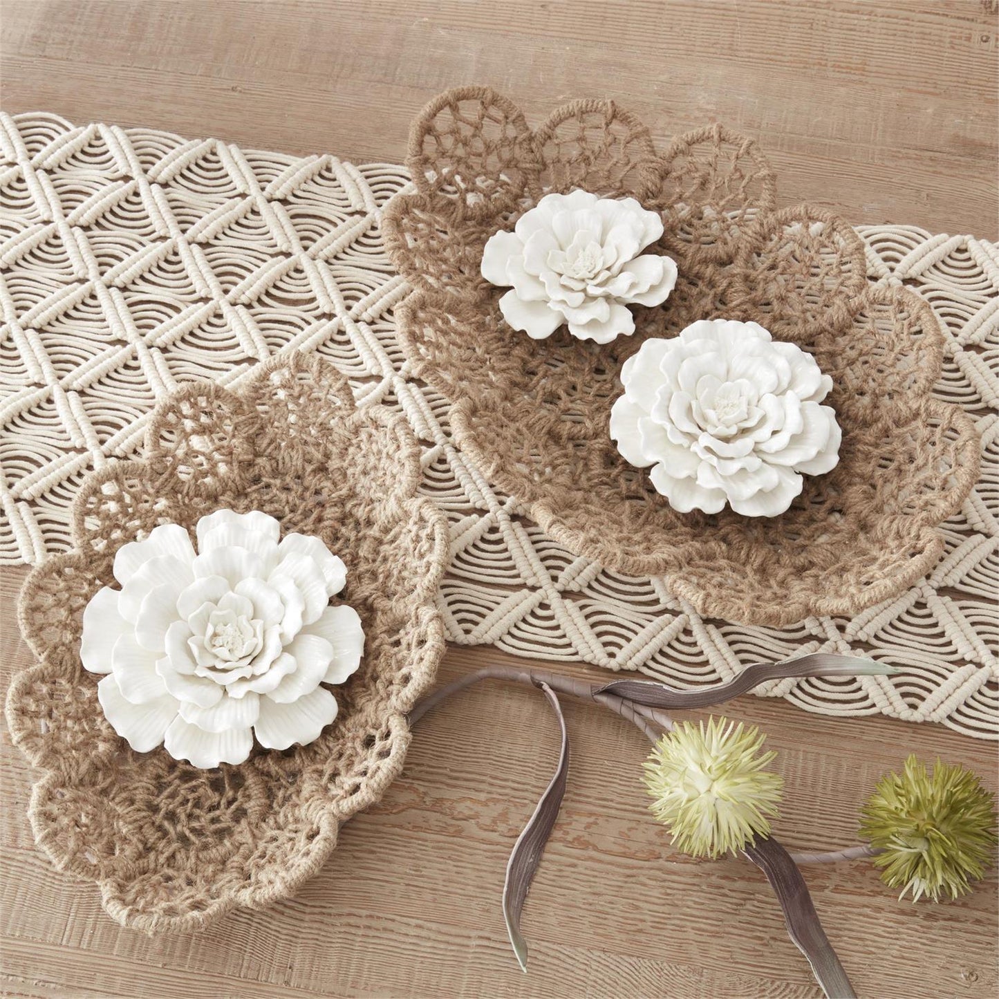 White Ceramic Wall Flowers