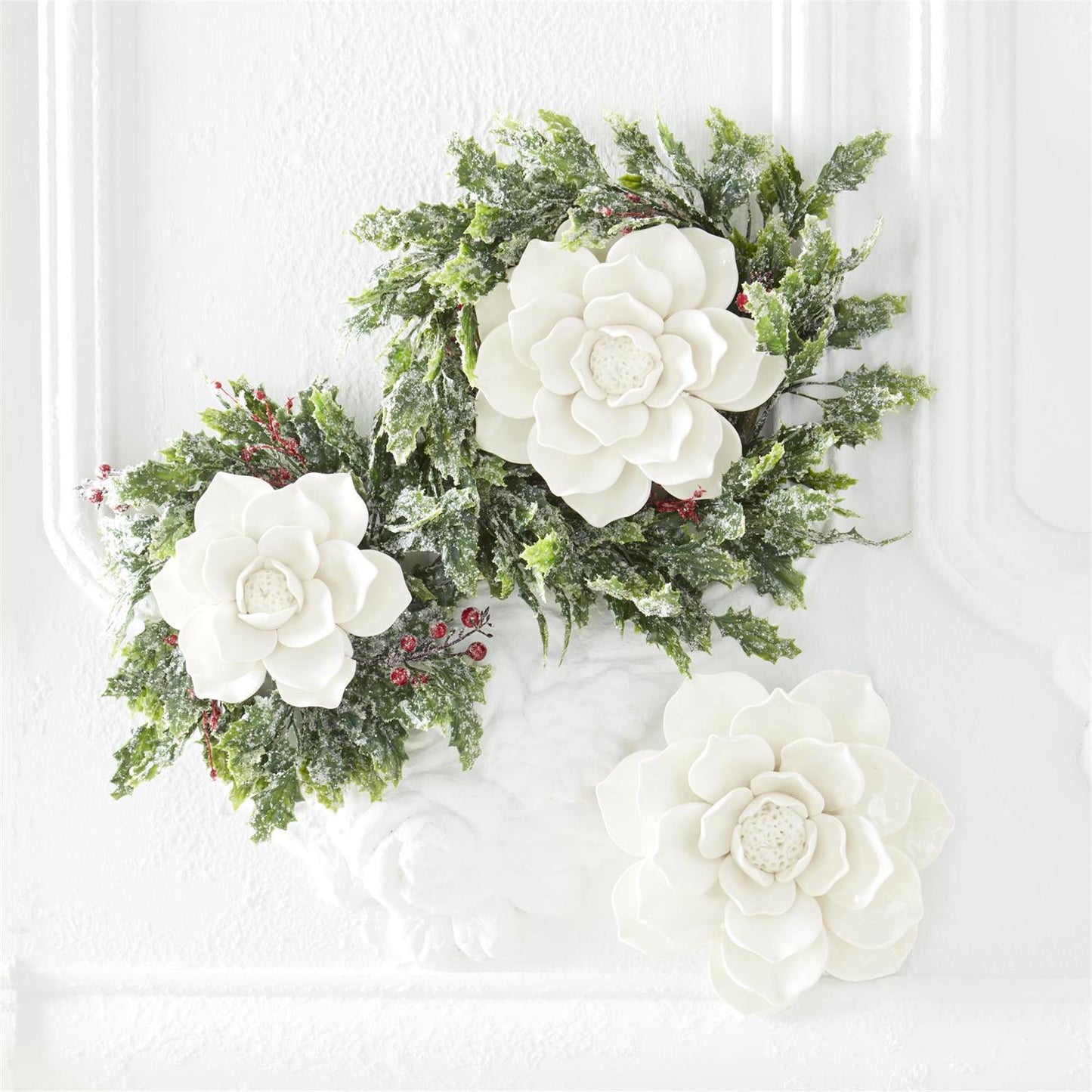 White Ceramic Wall Flowers