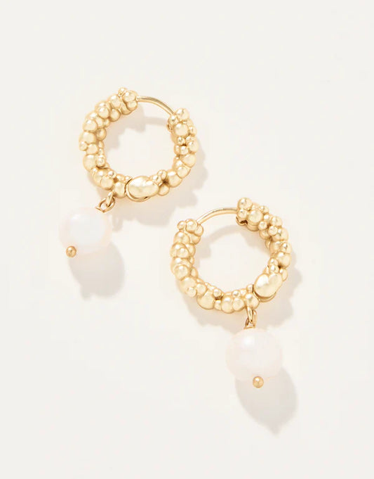 Bubble Hinged Hoop Earrings, Pearl