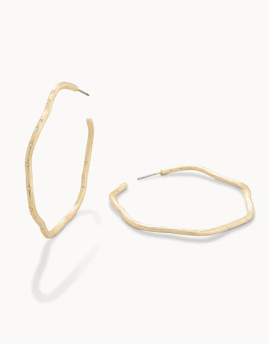 Sand Bar Wave Hoop Earrings, White Opal