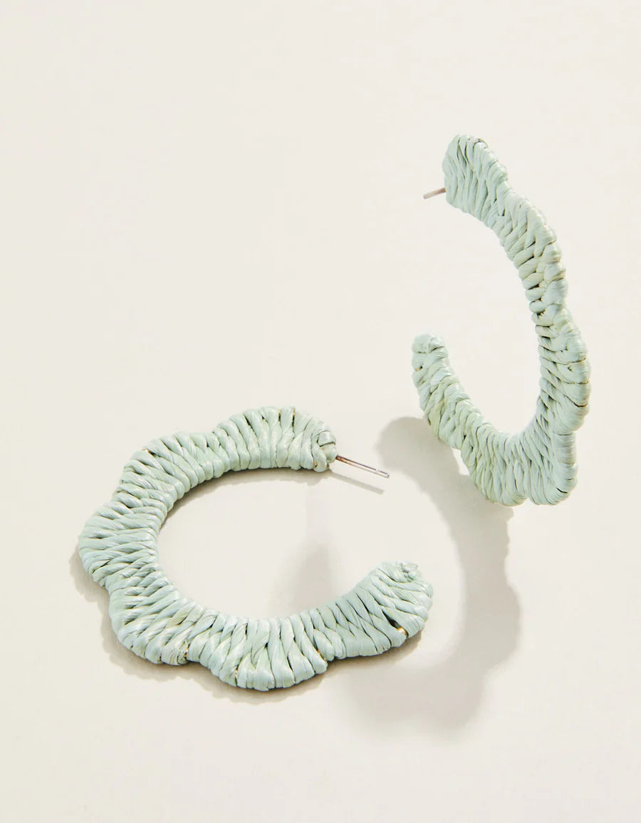 Scalloped Straw Hoop Earrings