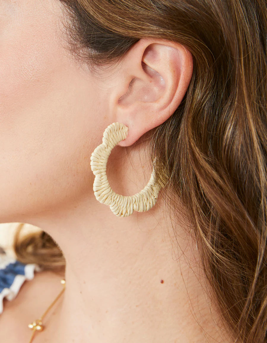 Scalloped Straw Hoop Earrings