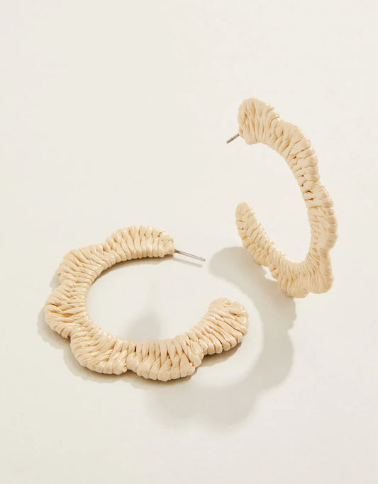 Scalloped Straw Hoop Earrings