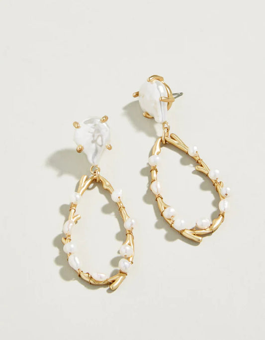 Sea Coral Pearl Earrings