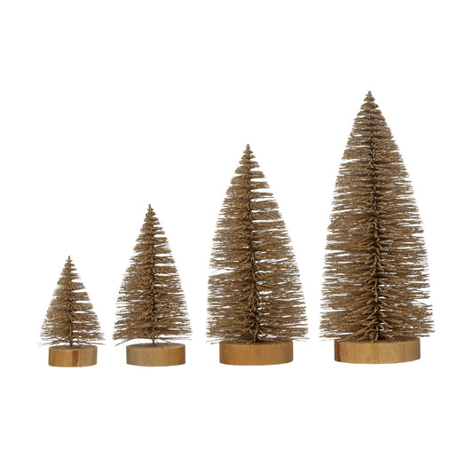 Plastic Bottle Brush Trees, S/4