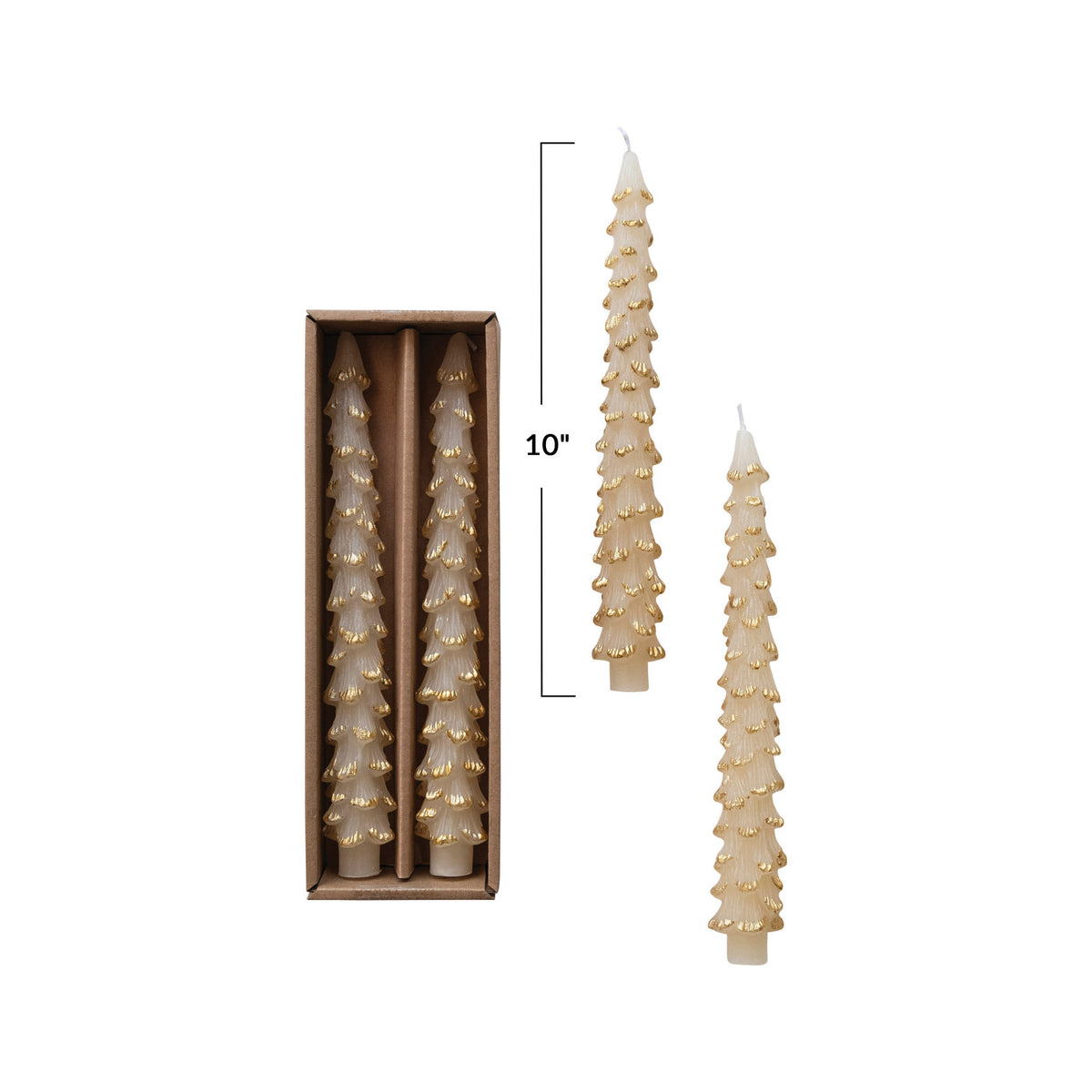 Unscented Tree Shaped Taper Candles, 10", S/2
