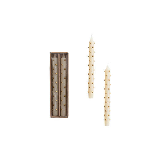 Dot Taper Candle, 10", S/2