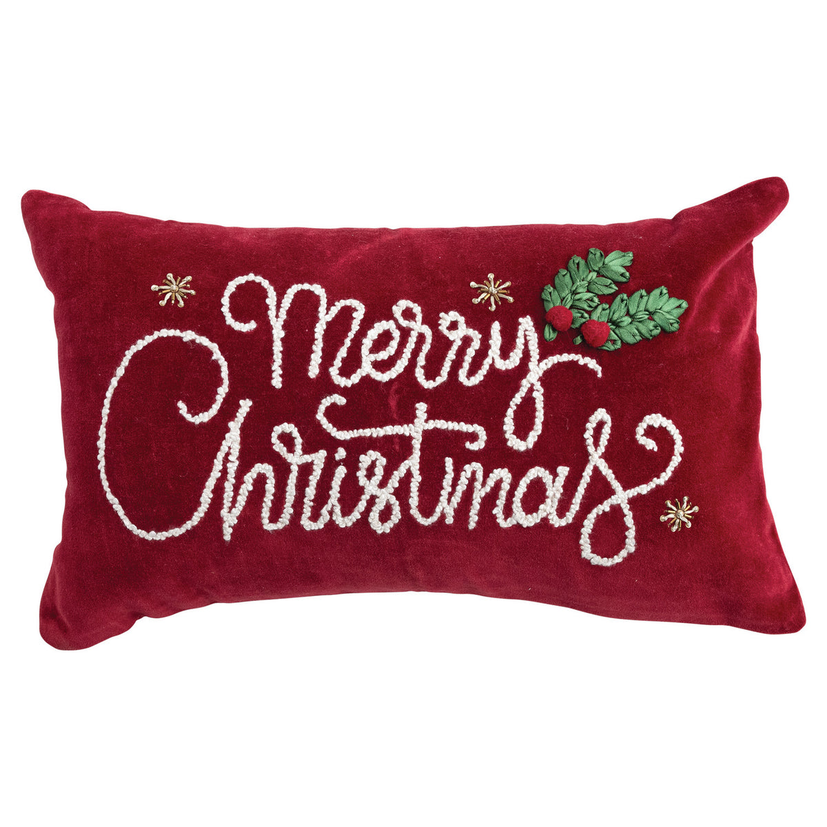 Cotton Velvet Merry Christmas Lumbar Pillow