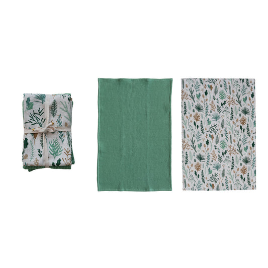 Woven Cotton Waffle Weave Tea Towels, S/2