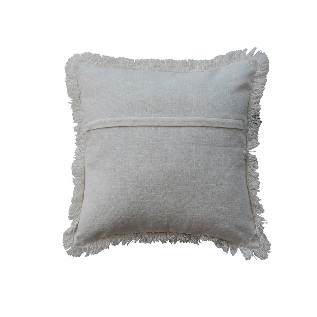 Cotton Slub Printed Pillow with Santa, Embroidery & Fringe